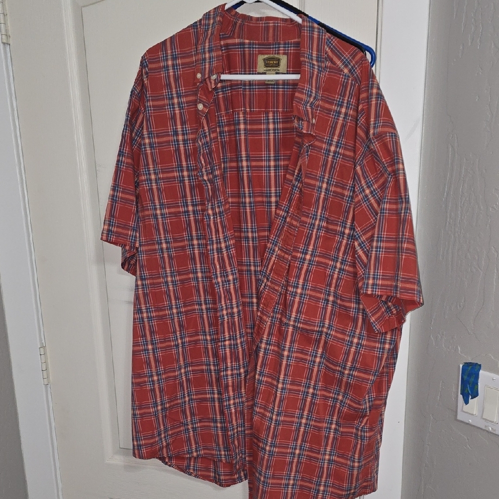 The Foundry Burnt Red and Blue Plaid Shirt 4XLT